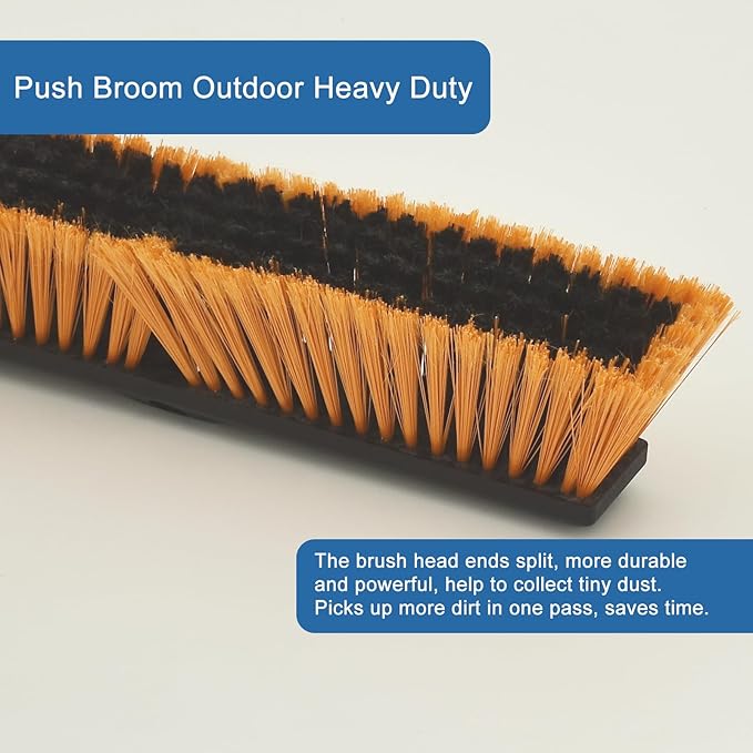PBHEPJ 24 Inchs Push Broom Outdoor Heavy Duty, Shop Broom with 60" Long Handle for Cleaning Outdoor or Indoor Tile, Garage, Shop, Deck, Concrete, Wood, Stone, Patio Floor