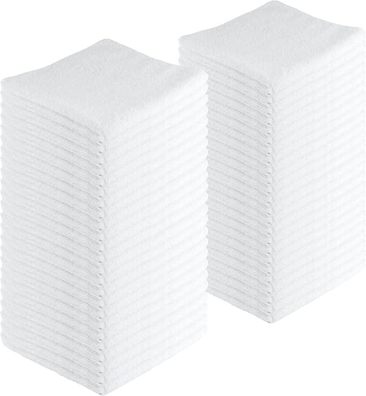 Microfiber Cleaning Cloths, 240 Pack, 16"x16", All-Purpose, Softer, Highly Absorbent, Lint-Free, Reusable, Washable Pro Towels, White, for House, Kitchen, Bathroom, Car, Office