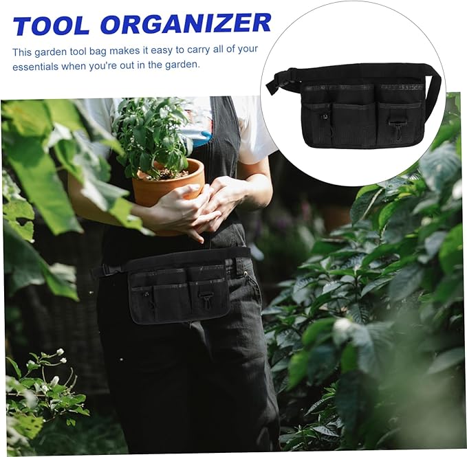 Garden Tool Fanny Pack with Reflective Stripe Adjustable Waist Tool Pouch for Gardening Cleaning and Utility Work 13.38X9.25X9.25 Inch