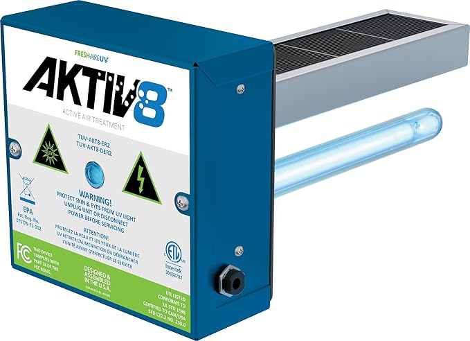 Fresh-Aire UV AKTIV8 In-Duct Active Air Treatment System, Single 2-Year Lamp