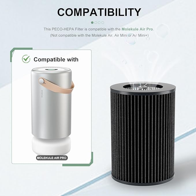 Air Pro PECO-HEPA Filters Replacement, Compatible with Molekule Tri-Power Air Pro Air Purifier, 3-in-1 High-Efficiency True HEPA Replacement Filter (1 Pack)