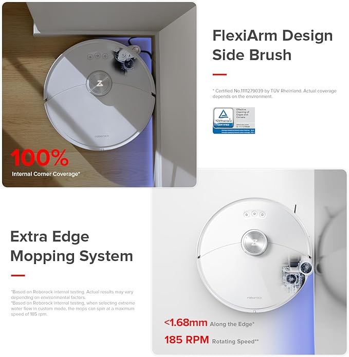 roborock S8 MaxV Ultra with Refill & Drainage System Robot Vacuum and Mop, Check Installation Space First, FlexiArm Design, Auto Mop Wash&Dry 10000Pa Suction, Obstacle Avoidance, 20mm Auto Mop Lifting