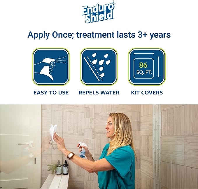 Glass Treatment Kit - Repels Soap Scum, Grime & Dirt without Harsh Chemicals + Approved Professional Grade Squeegee for showers and windows