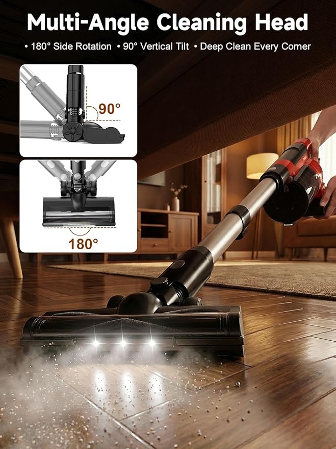 60KPa Cordless Vacuum Cleaner for Home, 700W Pet Vacuum, 70-Min Runtime, Lightweight, Rechargeable 8000mAh Dual Batteries, 2L Dust Cup, LED Display, Anti-Tangle for Pet Hair, Carpet & Hardwood Floors