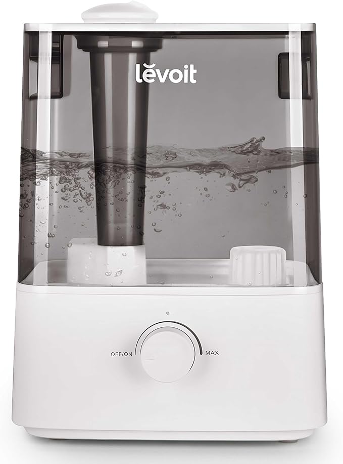 LEVOIT Classic300 Ultrasonic Top Fill Humidifier, Extra Large 6L Tank Last 60-Hour - Super Quiet, Easy to Use and Clean, 360° Rotation Nozzle, Simple Knob Control, Handle, Auto Shut Off, Gray