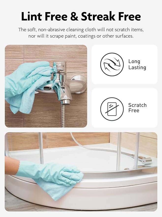 Fantasticlean Microfiber Cleaning Cloth Roll -60 Pack, Tear Away Microfiber Towels, 12" x 12", Reusable, Washable, Scratch Free, Ultra Absorbent Dishcloth for All-Around Cleaning (White & Blue)