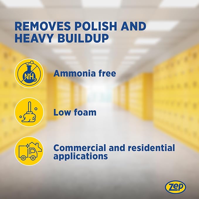 Zep Heavy-Duty Floor Stripper Ammonia Free Concentrate - 5 Gallon (1 Pail) ZULFFS5G - Dissolves and Removes Polish and Heavy Buildup from Hard Floors, Use on Vinyl (VCT), Concrete, Rubber, and No-Wax