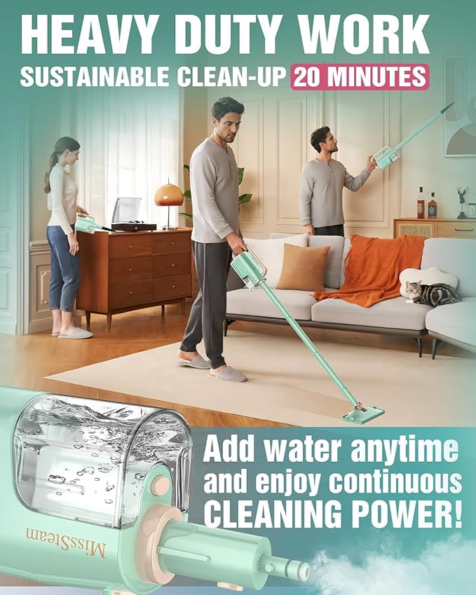 19-in-1 Steam Mop, 1200W Detachable Steam Mops for Floor Cleaning, 230°F Floor Steamer with 2 Modes, 3-Level Control & 350ML Tank for Hardwood, Carpet, Tile, Grout