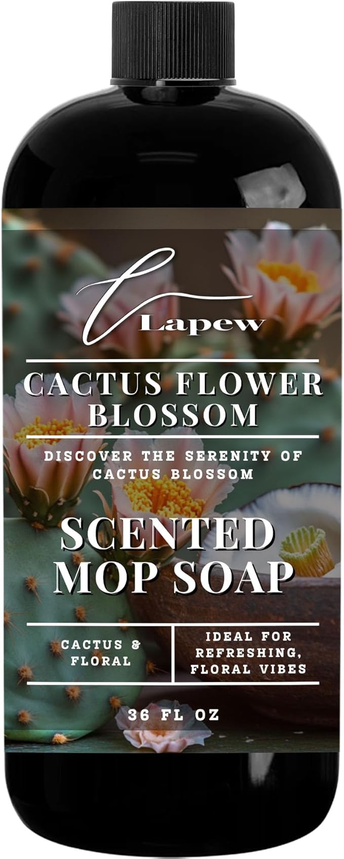 Luxury Floor Cleaner, Scented Mop Soap Concentrate | Hard Floor Cleaner for Tile, Vinyl, Laminate, LVP & Sealed Hardwood | Low-Foam, Streak-Free | 36 oz | Cactus Flower Blossom