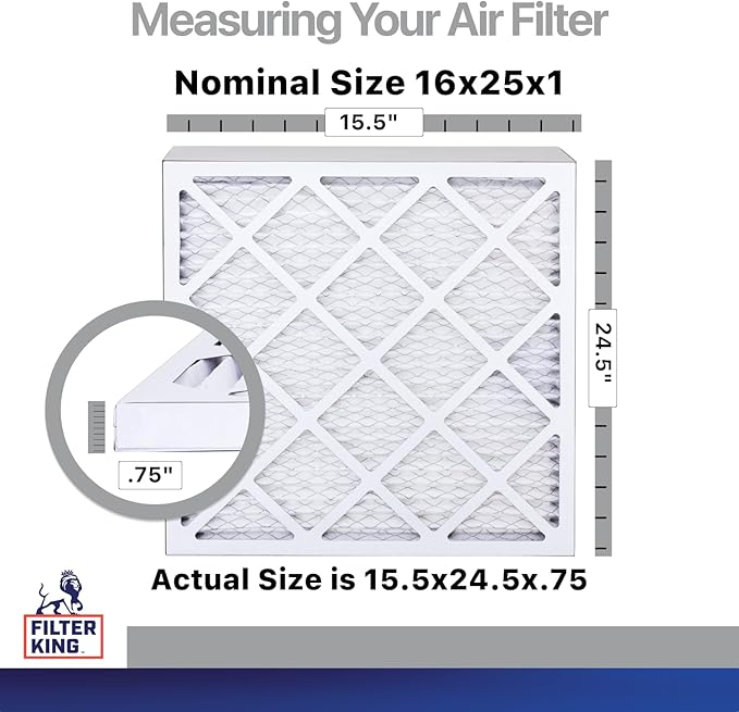 Filter King 16x25x1 Air Filter | 4-PACK | Carbon MERV 8 HVAC Pleated A/C Furnace Filters | MADE IN USA | Actual Size: 15.5 x 24.5 x .75"