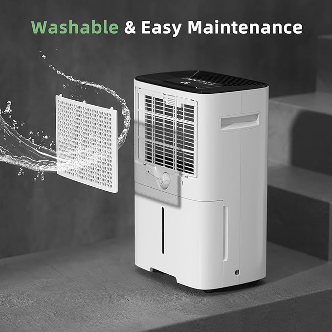 HOGARLABS 30 Pint Dehumidifiers for Home and Basements, with 3 Working Modes, Overflow Protection, and Auto Shut off Restart. Ultra Silent Dehumidifier with Drain Hose and Digital Control Panel.