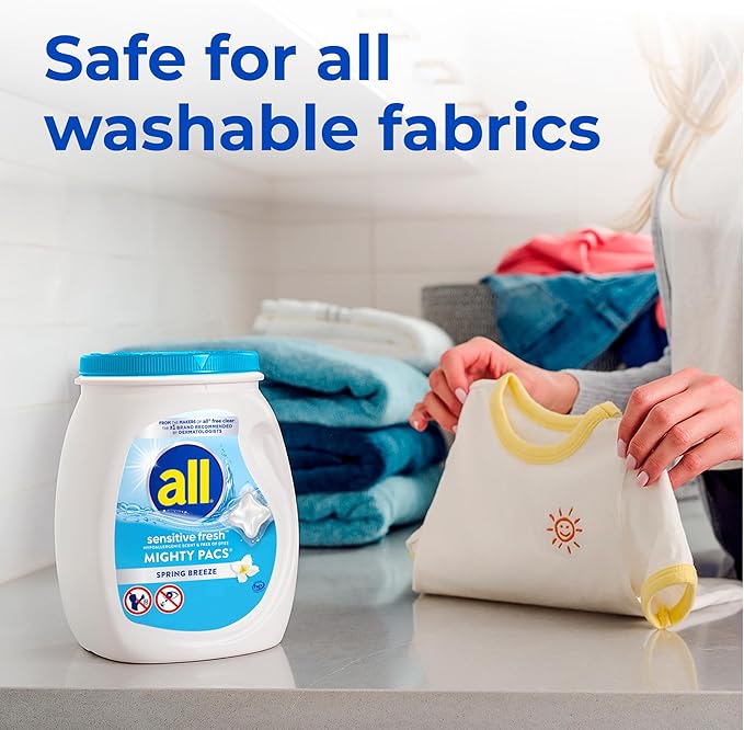 all Unit Dose Laundry Detergent, Mighty Pacs, Sensitive Fresh, 60 Count