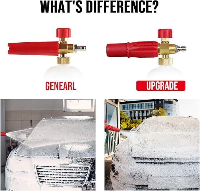 YAMATIC Heavy Duty Foam Cannon Professional Car Wash Pressure Washer Jet Wash 1/4" Quick Connect Adjustable Snow Foam Lance with 5 Nozzle Tips