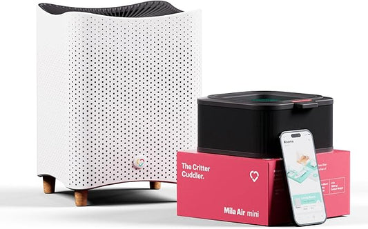 Mila Air Mini Smart Home Air Purifier with Critter Cuddler H13 HEPA & Carbon Replacement Filter, Reduces Pet Odors, Removes Dust & Pet Dander, Ideal for Large Room or Bedroom, Quiet-Mode