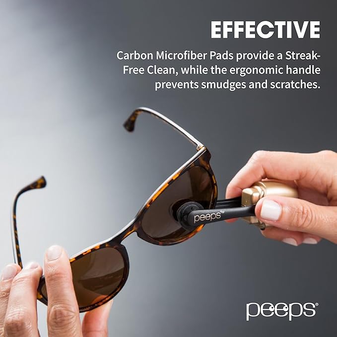 CarbonKlean Peeps Glasses Cleaner - for Eyeglasses, Reading Glasses, and More - Lens Cleaner with Carbon Microfiber Tech - Soft Touch Blue - 2 Count