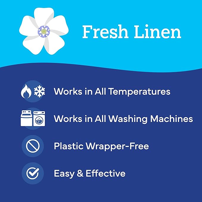 Tru Earth Compact Dry Laundry Detergent - Up to 128 Loads (64 Sheets) - Paraben-Free - Original Eco-Strip Liquidless Detergent, Travel - Fresh Linen | Packaging May Vary