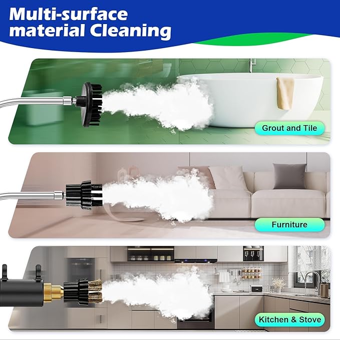Steam Cleaner for Home,2500W Pressurized Steam Cleaner with 3 Brush Heads Portable Steamer for Cleaning Multi Surface Steam Cleaners with 2L Tank for Floor Car Carpet Upholstery