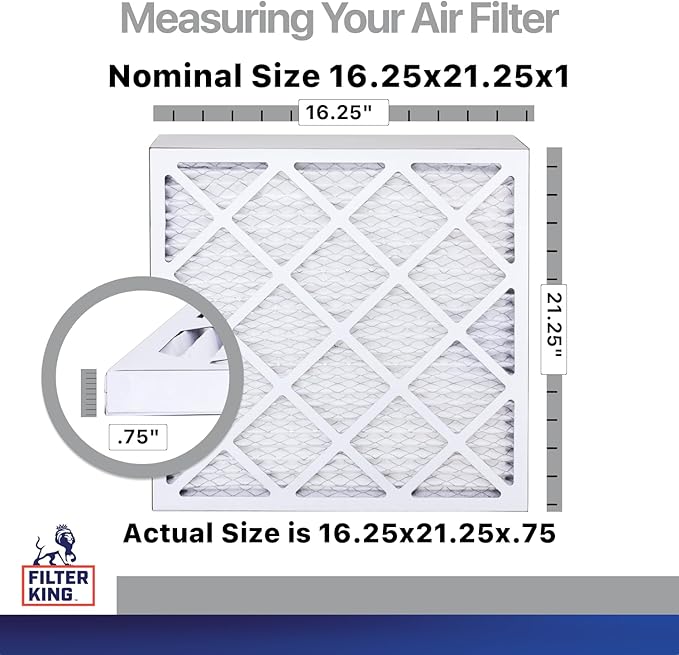 Filter King 16.25x21.25x1 Air Filter | 4-PACK | Carbon MERV 8 HVAC Pleated A/C Furnace Filters | MADE IN USA | Actual Size: 16.25 x 21.25 x .75"