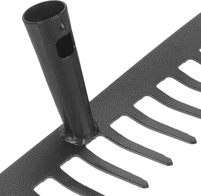 Kisangel 14-Teeth Steel Garden Rake for Lawn and Leaf Cleanup, Sturdy Metal Weeding Tool with Wide Head, Practical Garden Cleaning Equipment for Home and Farm Use Random Style