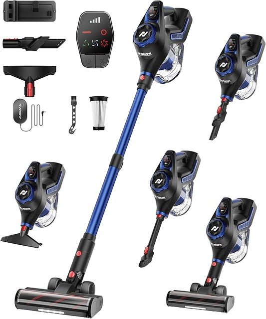 Cordless Vacuum Cleaner for Home, 45Kpa Stick Vacuum, Max 80mins Runtime, 1.5L Dust Cup, Rechargeable Lightweight Handheld Vacuum for Carpet/Hardwood Floor/Pet Hair/Car (Navy Blue)