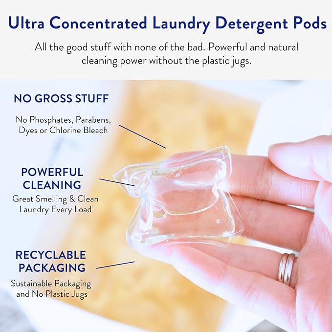 The Clean People Laundry Detergent Pods - Hypoallergenic Laundry Pods - Ultra Concentrated, Recyclable Packaging, Stain Fighting - Lavender, 32 Pack