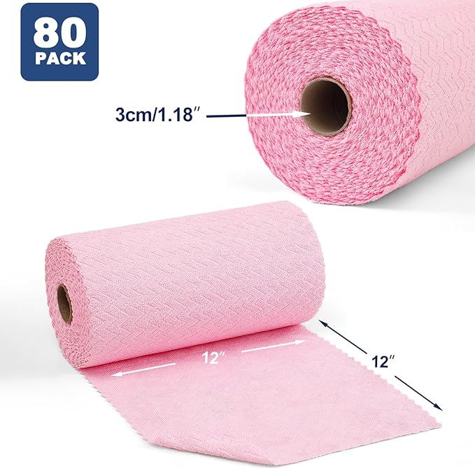80 Pack Microfiber Cleaning Cloth Roll Reusable Paper Towels 12"x12" Tear Away Cloth,Absorbent Dish Rags for House Kitchen,Wash Cloths,Lint Free Rags for Window Cars Cleaning Supplies