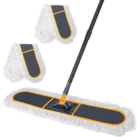 KeFanta 36" Commercial Dust Mops for Floor Cleaning,Industrial Heavy Duty Floor Duster with 2 Large Replacement Mop Head,Wet Dry Sweeper Broom for Hardwood,Tile,Concrete,Laminate,Garage Floors(Grey)