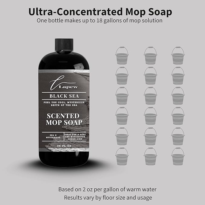 Luxury Floor Cleaner, Scented Mop Soap Concentrate | Hard Floor Cleaner for Tile, Vinyl, Laminate, LVP & Sealed Hardwood | Low-Foam, Streak-Free | 36 oz | Black Sea