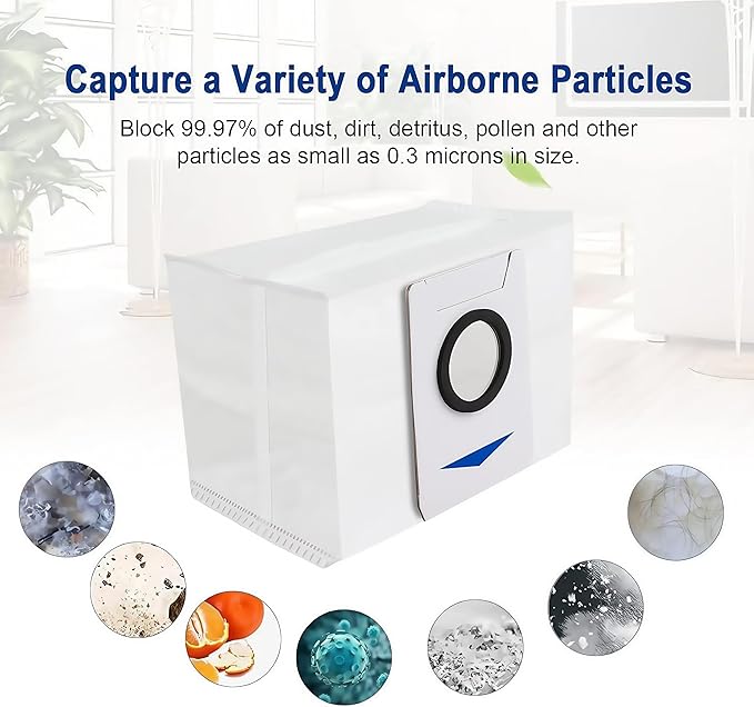 Dust Bags Compatible with ECOVACS DEEBOT X1 OMNI Turbo T10 T20 Omni T20/T20 Max/T20 Pro/X&T Series Robot Vacuum Cleaner - Disposable Replacement Vacuum Bags（6Pack)