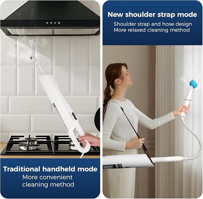 Steam Mop All-in-one for Floor Cleaning, MultiPurpose Steam Cleaner for Home with LED display screen, Detachable Handheld Floor Steamer with Scent Container and strap for Hardwood,Tiles,Carpet(White)