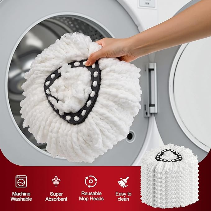 10 Pack Spin Mop Refills Head, Mop Heads Replacement for Spin Mop, Washable Microfiber Mop Replace Head Spin Mop, 360°Spinning Micro Replacement Mop Head for Easy House Cleaning Floor Mopping
