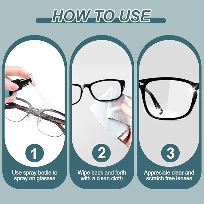 Eyeglass Scratch Remover for Lenses, Eyeglass Cleaner Spray, Glasses Lens Scratch Remover for Eyeglasses, Sunglasses Cleaning Kit (2)