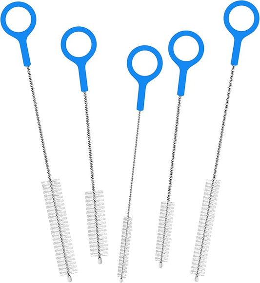 Heavy Duty Straw Cleaner Brush Multiple Different 5 Size, Straw Brush Cleaner with Big Circular Handle for Cleaning Stanley Tumbler, Water Bottle, Straws, Sippy Cups, Various Teapots Kettles 5-Pack