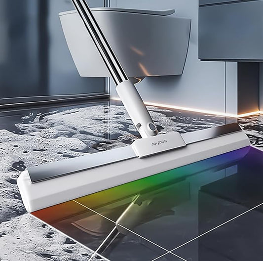 JOYBOS Rubber Squeegee for Floor, 50'' Long Handle Floor Squeegee Broom, Silicone Broom for Pet Hair Remover, Sweeper Window Squeegee for Floor, Tile, Grout, Brick, Decks, Garages,Basement