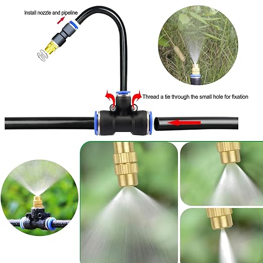Update 66Ft Irrigation Copper Nozzle System, Automatic Irrigation System with Replaceable 360°Bendable Sprayer,atomizing Copper Nozzle for Watering System for Garden Plant Lawn Patio and Yard.(16)