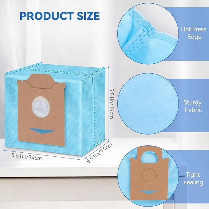 Dust Bags for Ecovacs Yeedi Cube: Vacuum Dust Bag Replacement Parts Compatible with Yeedi Cube/CC Cleaner Mop Station Robot, Large Capacity Disposable Accessories, Filter Layer Structure (12 Pack)