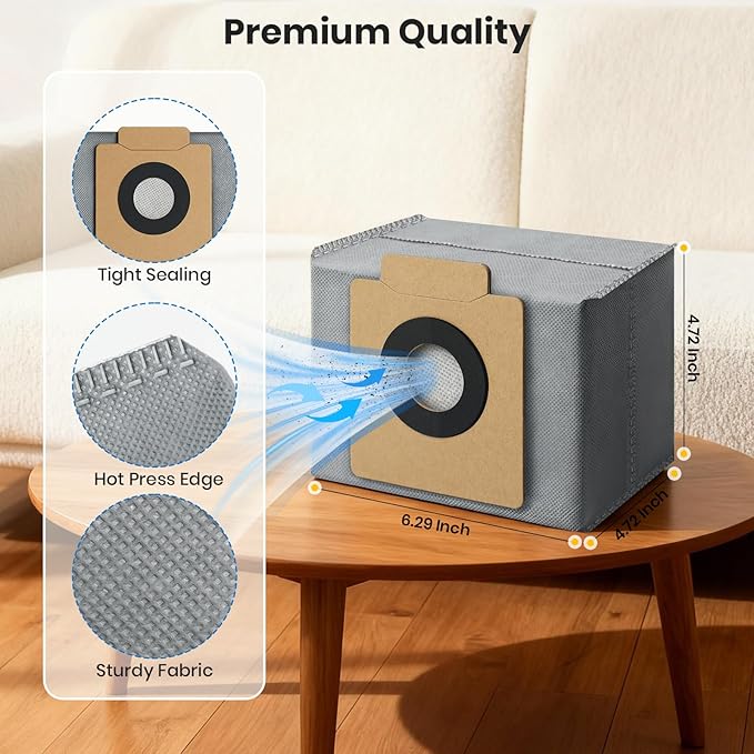 20 Pack Vacuum Dust Bags for Eufy X10 Pro Omni & X8 Pro Robot Vacuum Self-Empty Station, 4-Layer Filtration System Large Capacity Replcement Bags