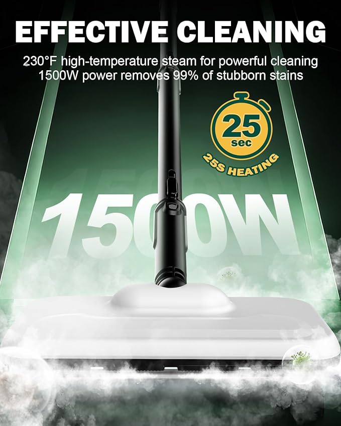 Powerful Comfortable Steam Mop, Chemical-Free Floor Steamer with Removable Water Tank and Fast Heat-Up, Versatile Handheld Steam Cleaner for Sealed Hard Floors, Marble, Stone, Hardwood, Tile, Laminate