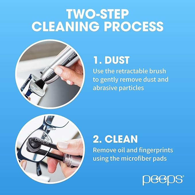 CarbonKlean Peeps Eyeglass Lens Cleaner - Efficient and Durable Carbon Microfiber Technology - Exclusively Used by NASA - 500 Uses (Injected Green)