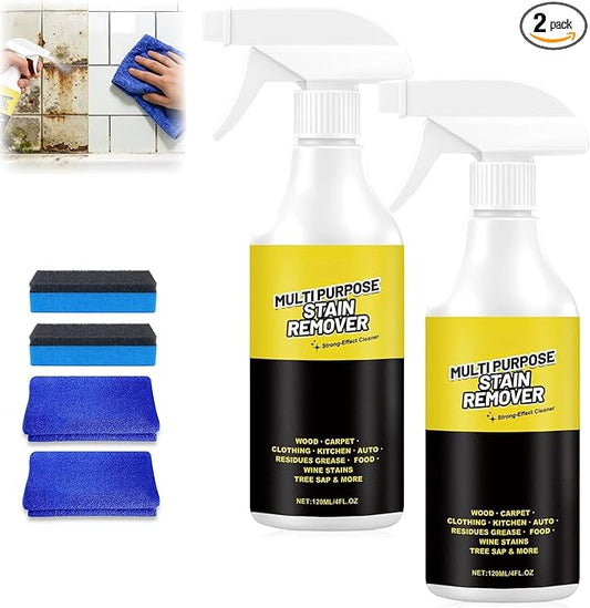 Multi-Purpose Stain Remover, All Purpose & Stain Remover,Multi-purpose Oils Stain Cleaner,Kitchen Multi-purpose Foam Cleaner Spray,Quick-Acting Formula for Kitchens, Floors and Toilets (2 PCS)