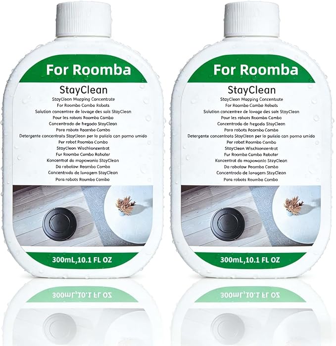 Floor Cleaner Liquid, 2 Bottle, 300ml Fresh Scent, Low Foam Formula, Deep Cleaning, Compatible with Roomba Plus 405/505/Max 705 Cleaning Robot