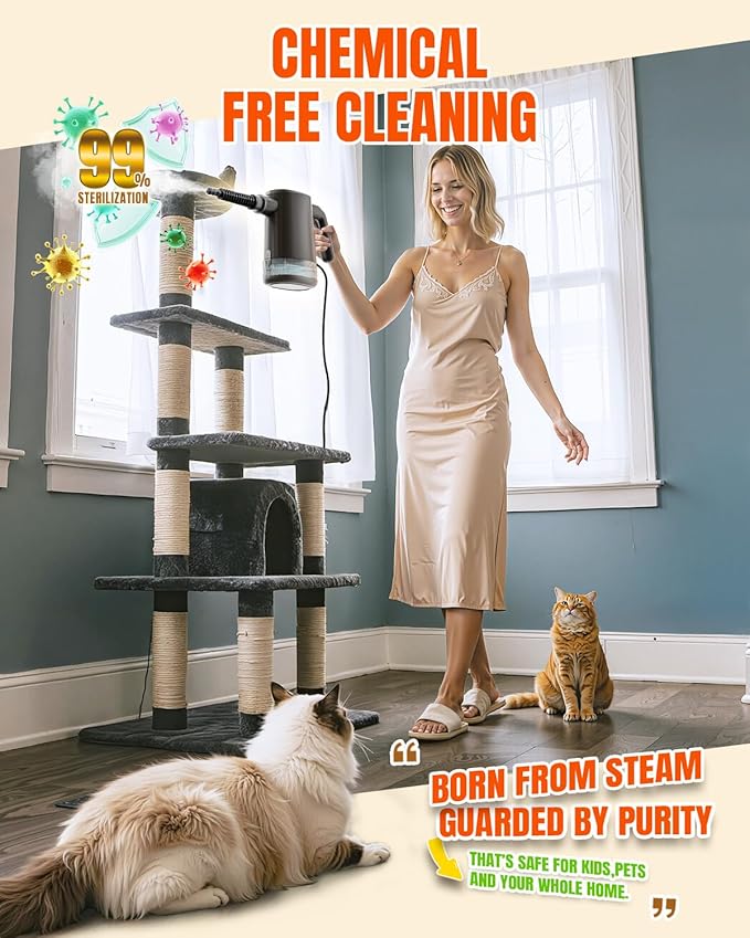 Handheld Steam Cleaner for Home, 15s Instant Heat Pressurized Steam Cleaner, Lightweight Upgrade 650ML Tank, Portable Steam Cleaner for Kitchen, Grout, furniture, Car, Bathroom & Clothes