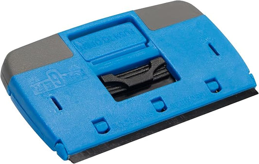 Unger Professional Compact 4” Window and Glass Scraper, Reversible Razor Blade Tool with Retractable Safety Guard, Use for Residue, Stickers, Glue, and Paint on Smooth Surfaces