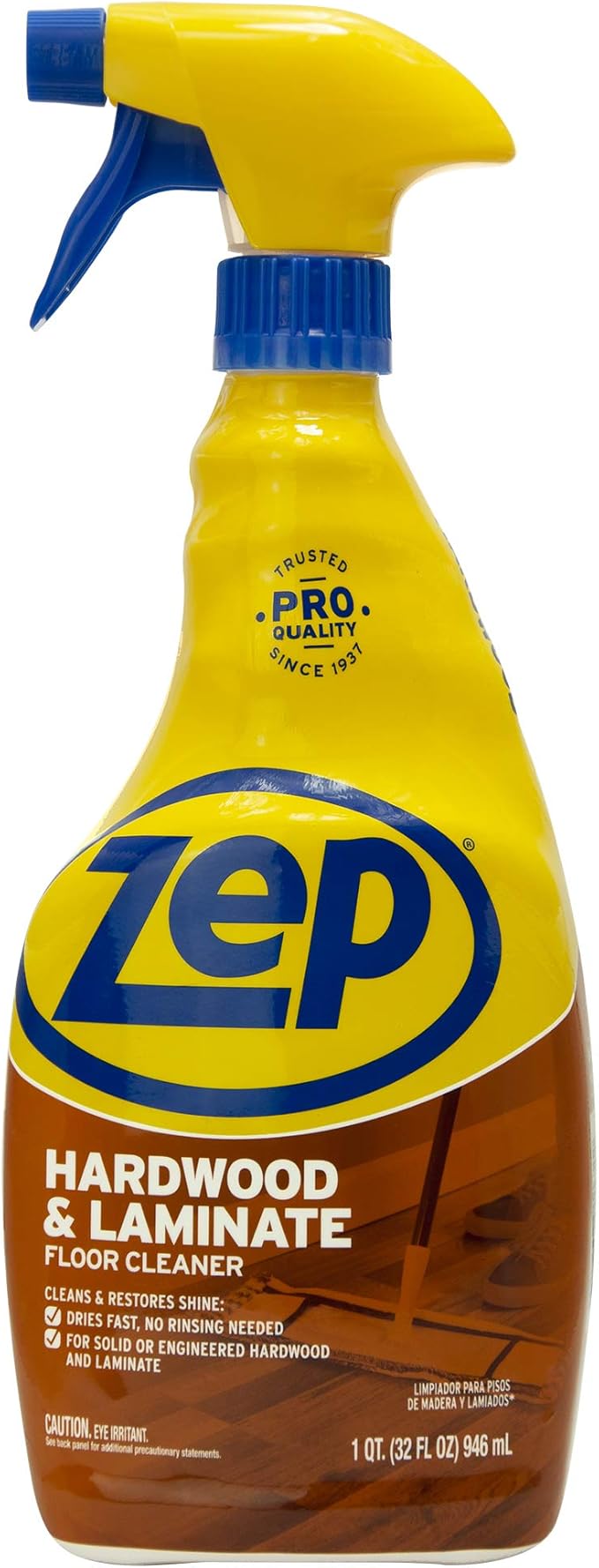 Zep Hardwood and Laminate Floor Cleaner - 32 Oz (Case of 4) - ZUHLF324 - Cleans Spots, Stains, and Scuffs while Restoring Shine on Hardwood, Laminate, Cabinet Doors, Crown Molding, and MORE