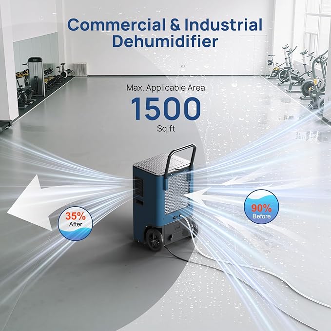 ARGENDON 145 Pints Commercial Dehumidifiers for Basements with Pump, AUTO Defrost, Industrial Dehumidifier with Drain Hose Portable Handle for Large Space, Water Damage Restoration, Home, Garage