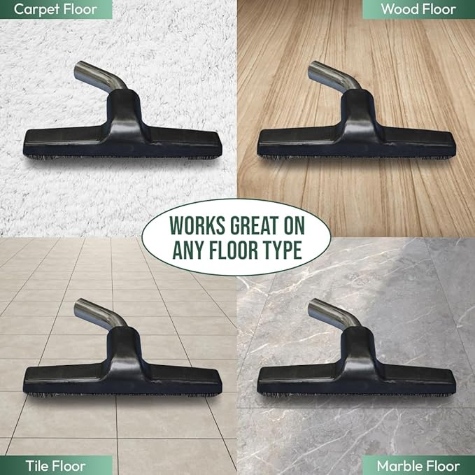 Hardwood Eureka & Universal Vacuum Cleaner Floor Brush 1 ¼ inch (1.25'') (32mm) Inner Diameter with Horse Hair Soft Bristles 10” Wide (Black - Metal)