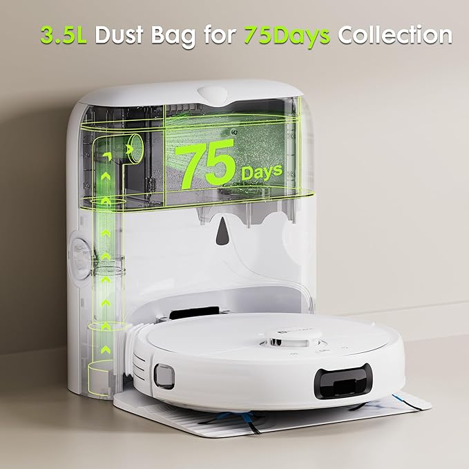 6 Pack Disposable Dust Bags for V5 Robot Vacuum Cleaner, 3.2L Large Capacity Vacuum Cleaner Dust Bags for V5, V5 PRO