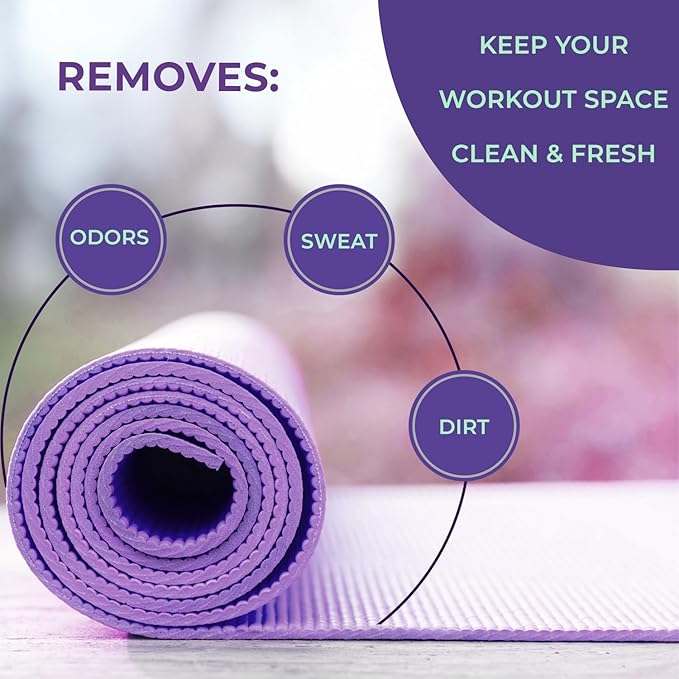 SwaytAway Fitness Mat Mist 2-Pack – 4oz Travel Size Yoga Mat Spray with Towel (Lavender, Citrus) – Aromatherapy-Inspired Blends – Plant-Based, No Rinse, Refreshes & Deodorizes