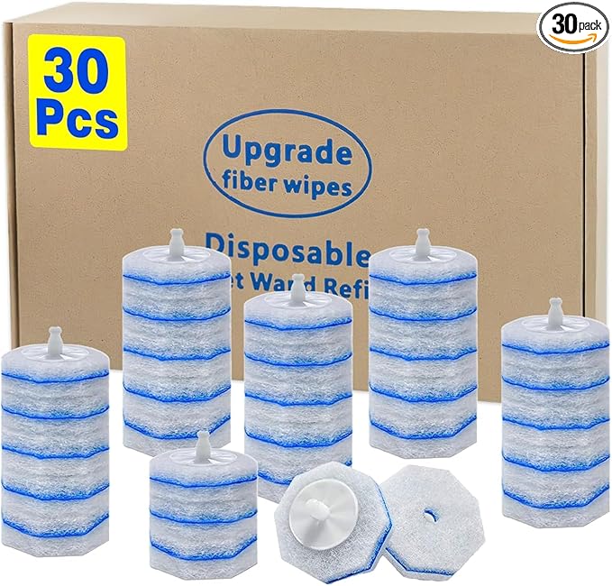 30 Count Toilet Wand Refills for Clorox, Disposable Toilet Brush Compatible with Clorox ToiletWand Cleaning System, Upgrade Fiber Bowl Cleaner Brush for Closestool Cleaning.（not included brush rod）