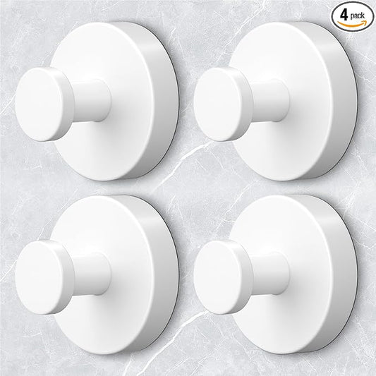 Shower Hooks for Inside Shower,Large Suction Cup Hooks for Glass Window,Removable Towel Hooks for Bathrooms,4 Packs(White)